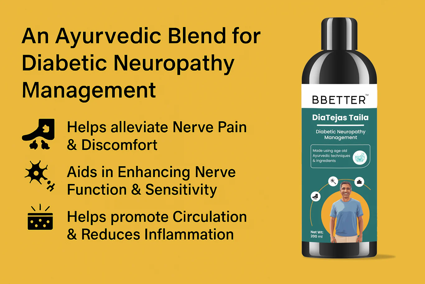 BBETTER DiaTejas Taila - Pain Relief Herbal Oil for Diabetic Neuropathy Management - Image 3