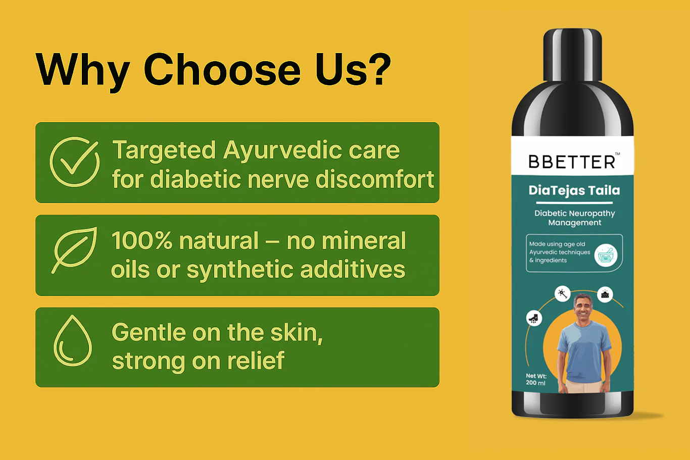 BBETTER DiaTejas Taila - Pain Relief Herbal Oil for Diabetic Neuropathy Management - Image 4