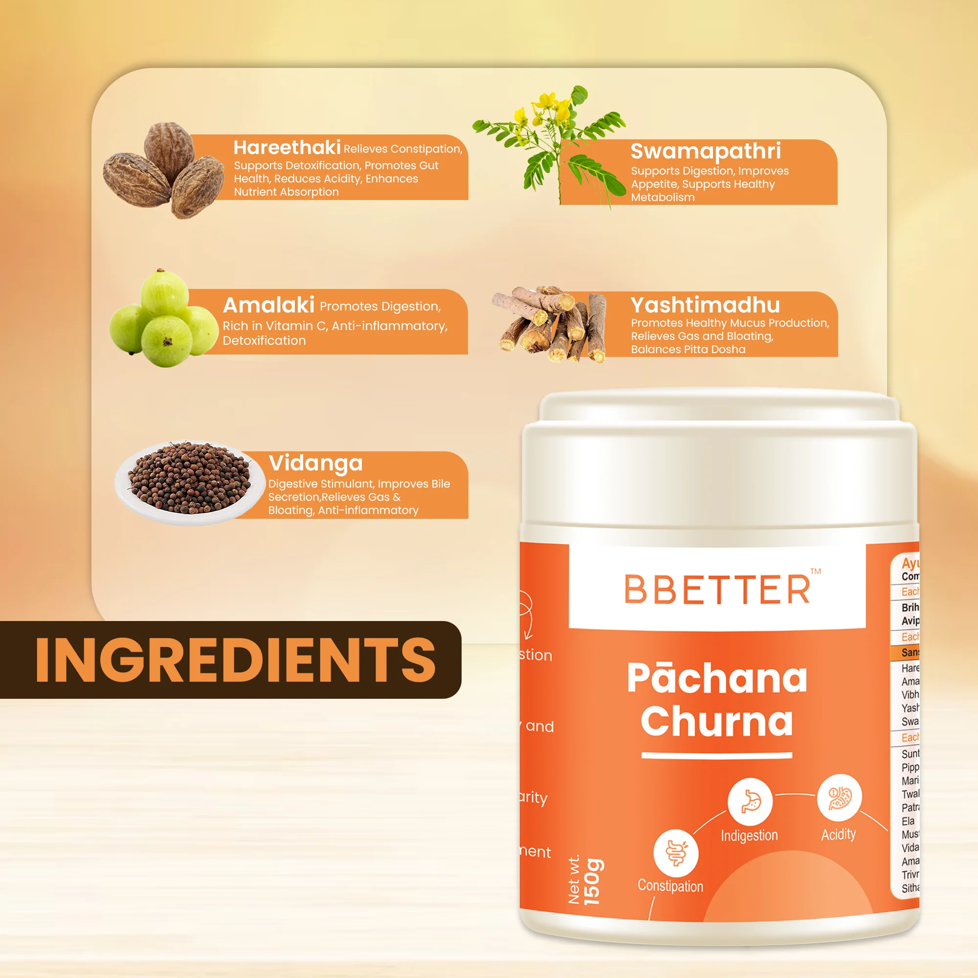 BBETTER Pachana Churna - Herbal Powder for Healthy Digestion, Bloating & Gut Health - Image 4