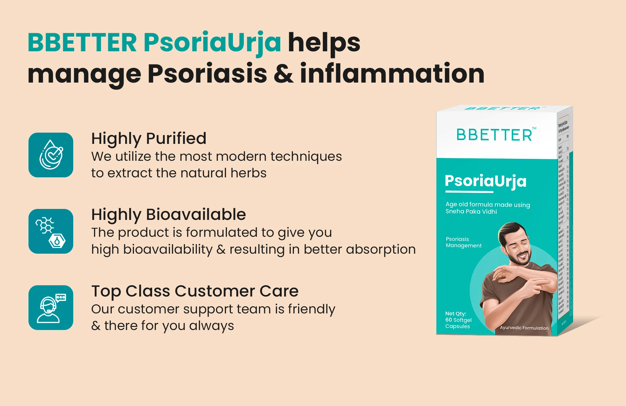 BBETTER PsoriaUrja - Ayurvedic Capsules for Psoriasis Relief & Skin Health Management - Image 4