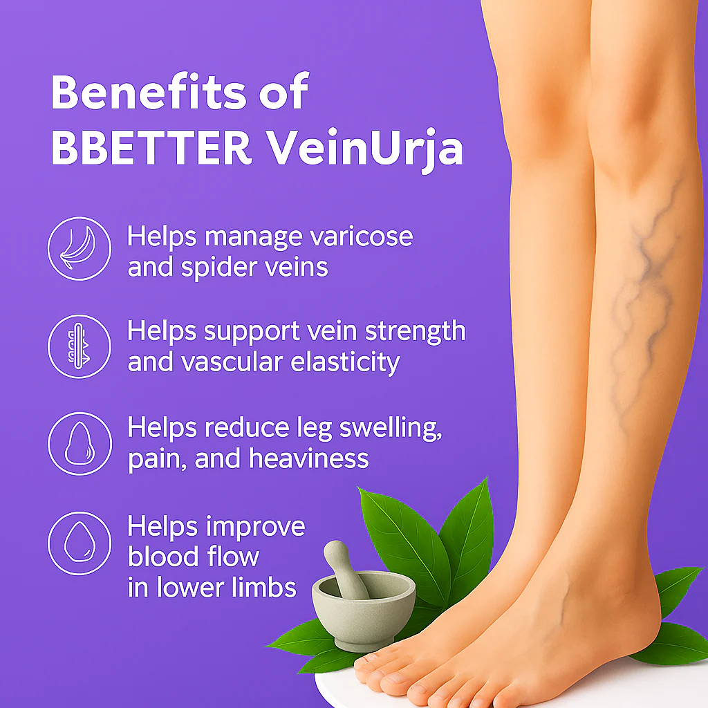 BBETTER VeinUrja - Ayurvedic Supplement for Varicose Vein Relief & Healthy Circulation - Image 2