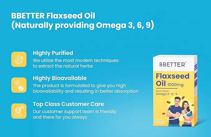 BBETTER Flaxseed Oil - Omega 3 6 9 Vegetarian Capsules to Support Healthy Heart & Joints - Image 4
